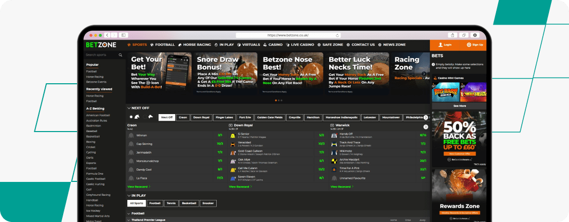 betzone homepage desktop screenshot