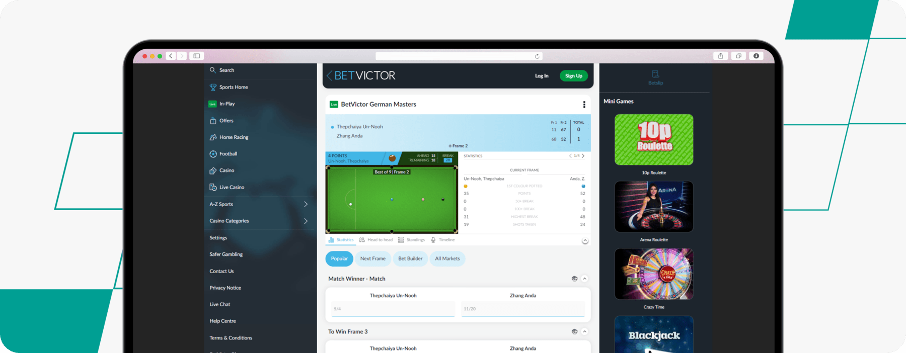 betvictor live betting screenshot